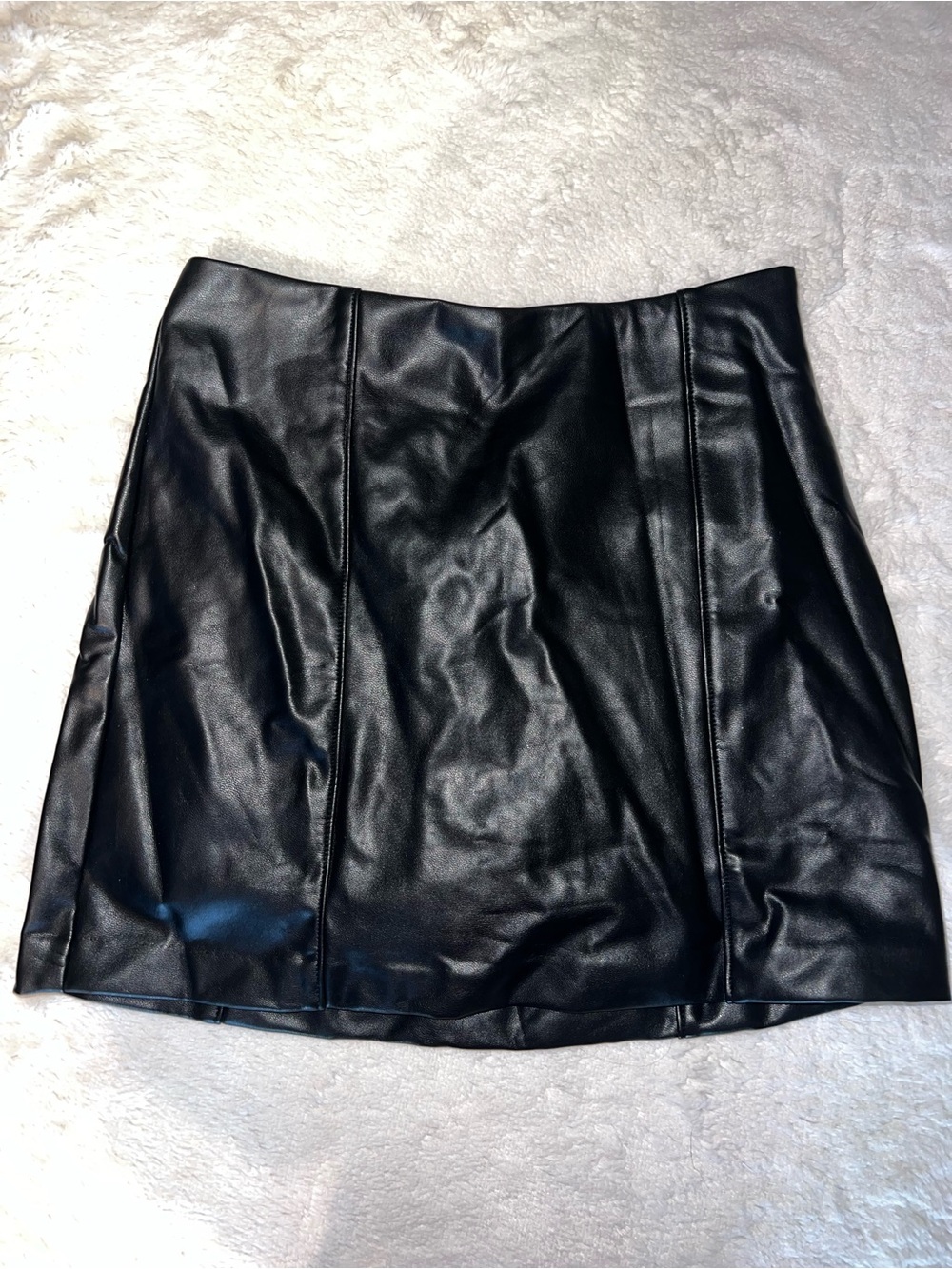 Women's Black Faux Leather Mini Skirt